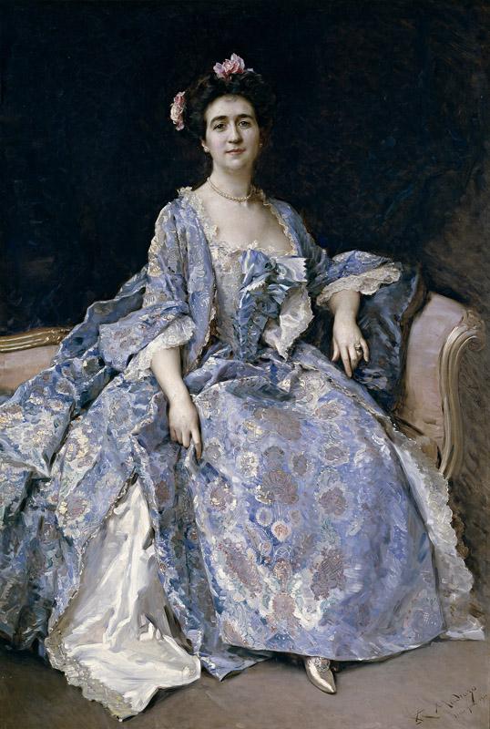 Madrazo y Garreta, Raimundo de-Maria Hahn, esposa del pintor-192 cm x 130 cm