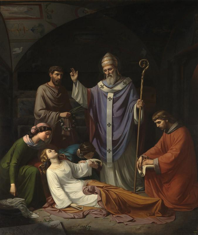 Madrazo y Kuntz, Luis de-Entierro de Santa Cecilia en las catacumbas