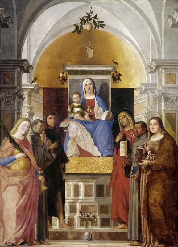 Marcello Fogolino - Madonna and Child, Enthroned, with Six Saints