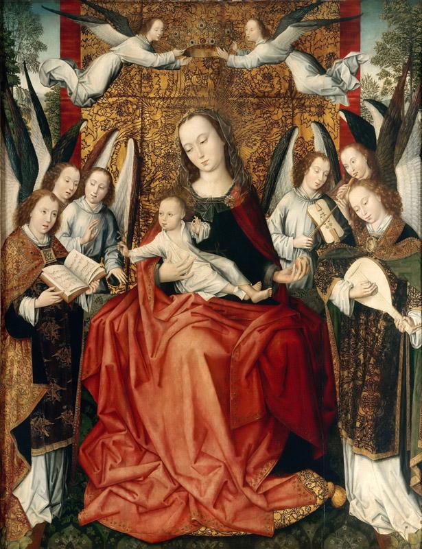 Master of the Embroidered Foliage -- The Virgin and Child surrounded by angels