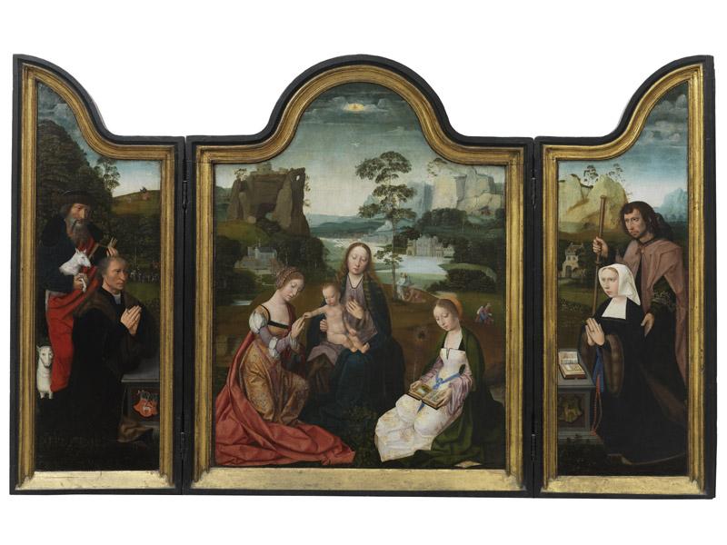 Meester van het Heilig Bloed - The virgin and Child with Saint Catherine and Saint Barbara