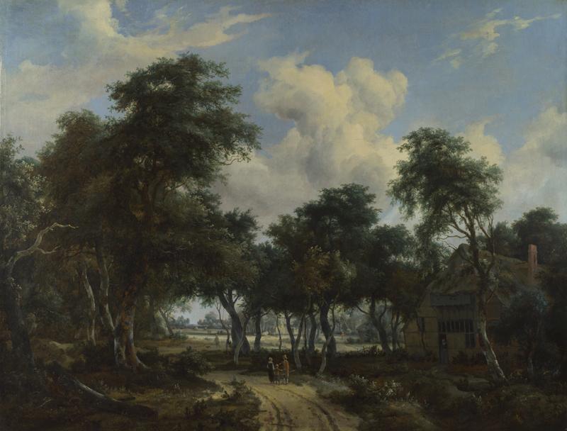 Meindert Hobbema - A Woody Landscape with a Cottage