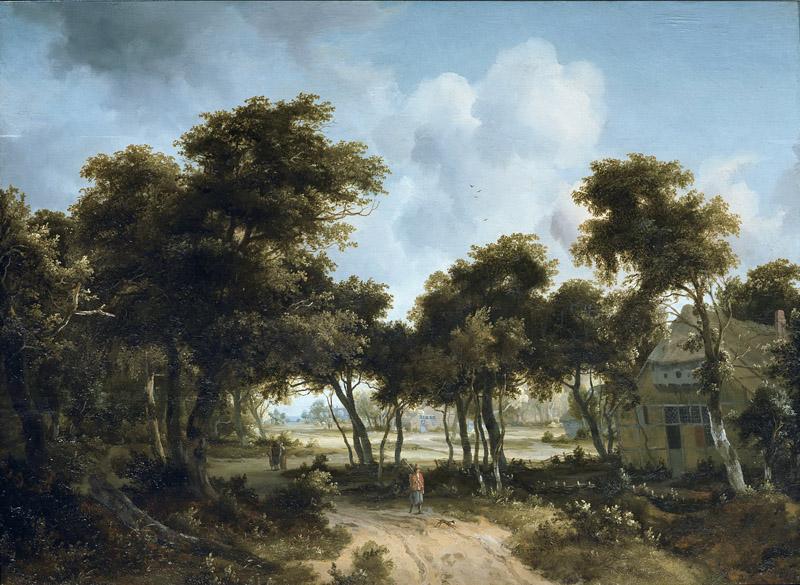 Meindert Hobbema - Cottages in a Forest