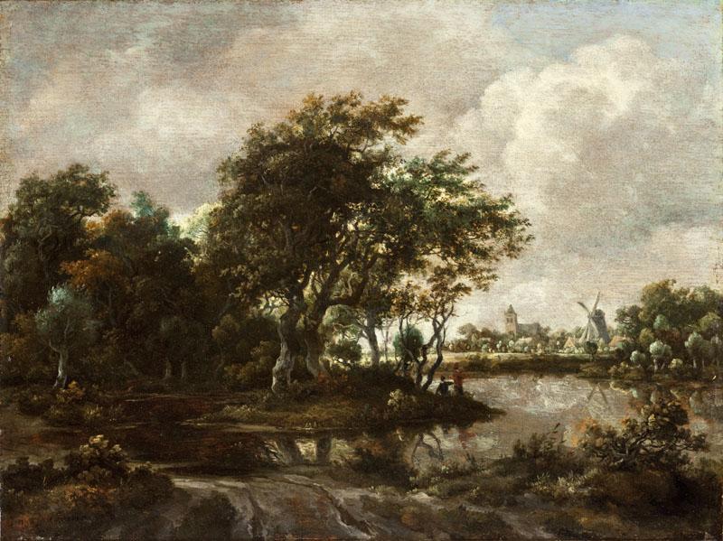 Meindert Hobbema - Landscape with Anglers and a Distant Town