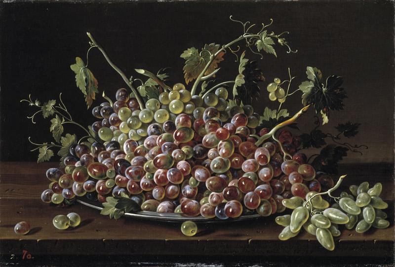 Melendez, Luis Egidio-Bodegon con bandeja de uvas-42 cm x 62 cm