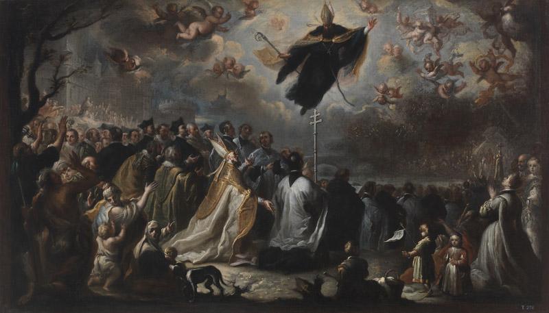 Melendez, Miguel Jacinto-San Agustin conjurando una plaga de langosta-85 cm x 147 cm