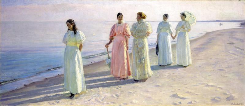 Michael Ancher - A stroll on the beach