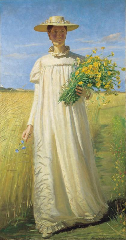 Michael Ancher - Anna Ancher returning from the field