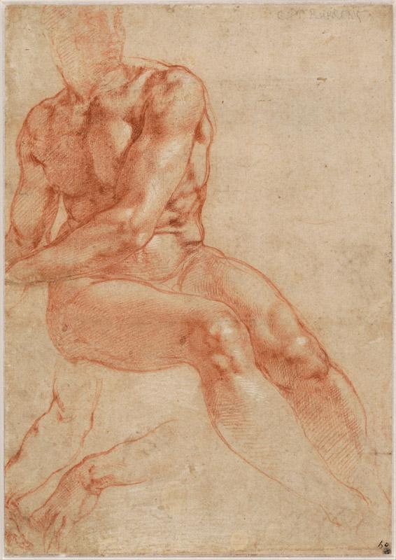 Michelangelo Buonarroti (1475-1564)-Seated Young Male Nude and T