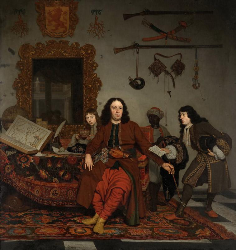 Michiel van Musscher - Thomas Hees with his Nephews Jan and Andries Hees, and his Servant Thomas