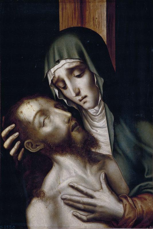 Morales, Luis de-La Quinta Angustia Cristo muerto en brazos de su madre-42 cm x 30 cm