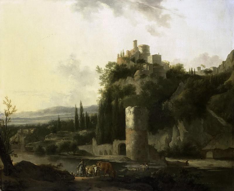 Moucheron, Frederik de -- Italiaans landschap met ronde toren, 1667