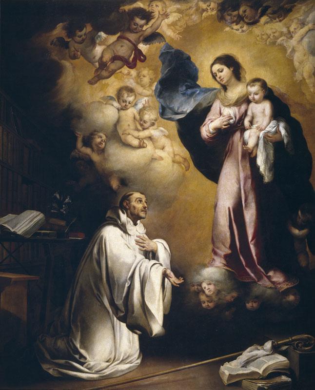 Murillo, Bartolome Esteban-La Aparicion de la Virgen a San Bernardo-311 cm x 249 cm
