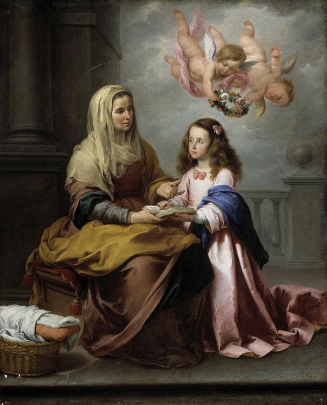 Murillo, Bartolome Esteban-Santa Ana y la Virgen-219 cm x 165 cm
