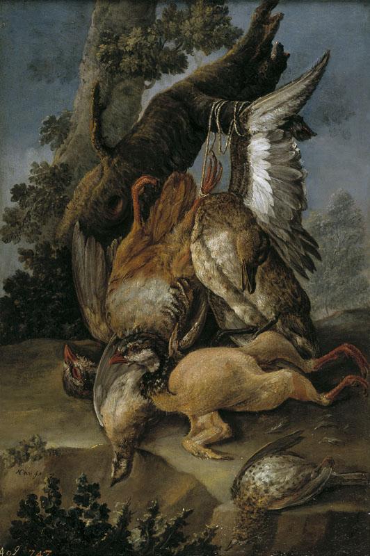 Nani, Mariano-Bodegon de caza- perdiz, ganso y otras aves-72 cm x 48 cm