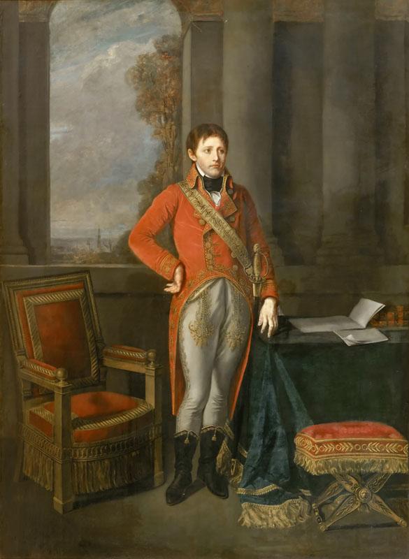 Napoleon, First Consul, against the background of a view of the Antwerp