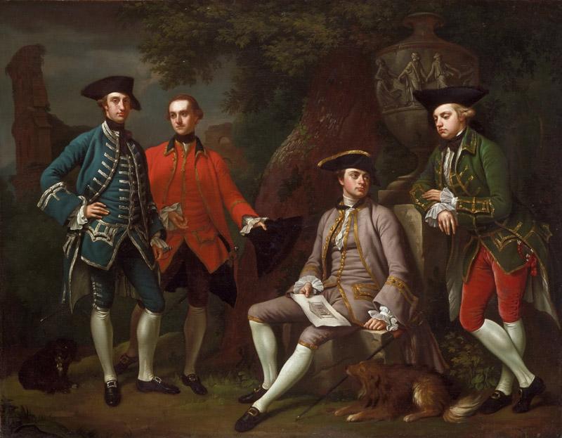 Nathaniel Dance, English, 1735-1811 -- Conversation Piece (Portrait of James Grant of Grant, John Mytton, the Honorable Thomas Robinson, and Thomas Wynne)
