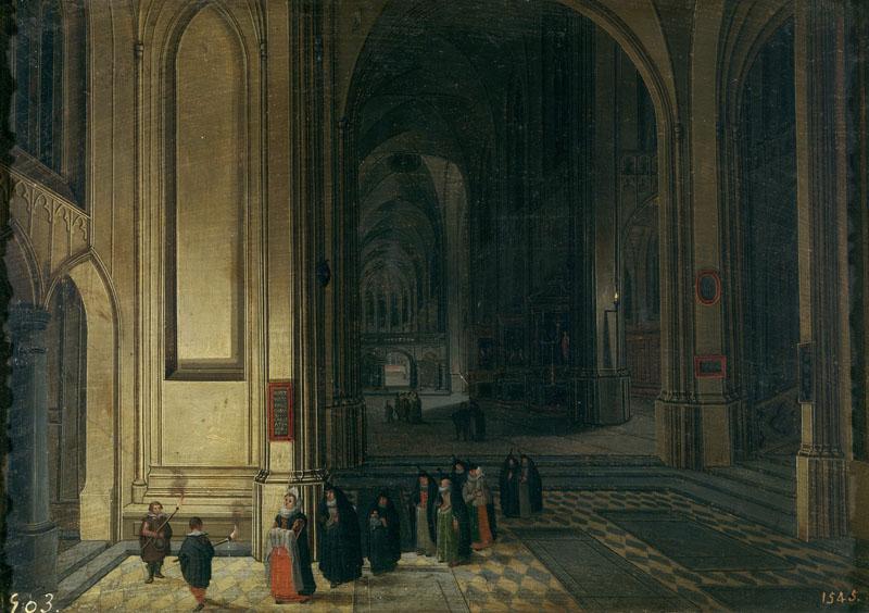 Neefs, Pieter I-Interior de una iglesia La ofrenda-25 cm x 34 cm
