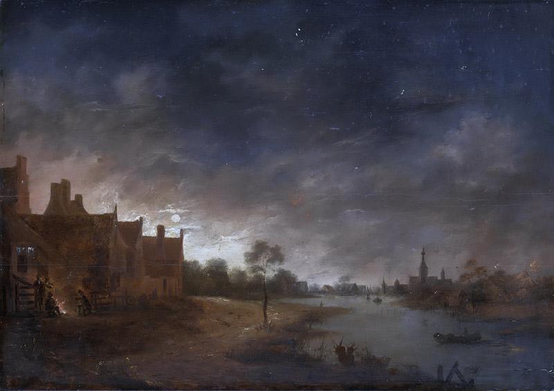 Neer, Aert van der -- Riviergezicht bij maanlicht, 1630 - 1700