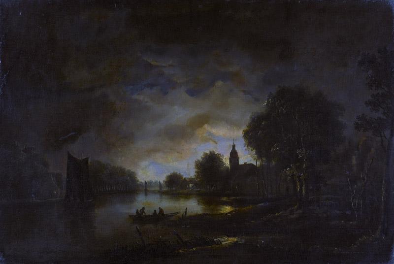 Neer, Aert van der -- Riviergezicht bij maanlicht, 1630-1750
