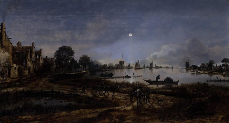 Neer, Aert van der -- Riviergezicht bij maanlicht, 1640-1650