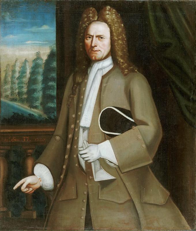 Nehemiah Partridge, American, 1683-c. 1737 -- Portrait of Johannes ten Broeck