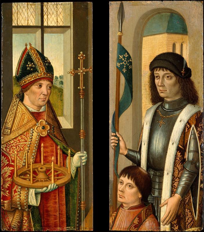 Netherlandish (Bruges) Painter--Saint Donatian Saint Victor Presenting a Donor