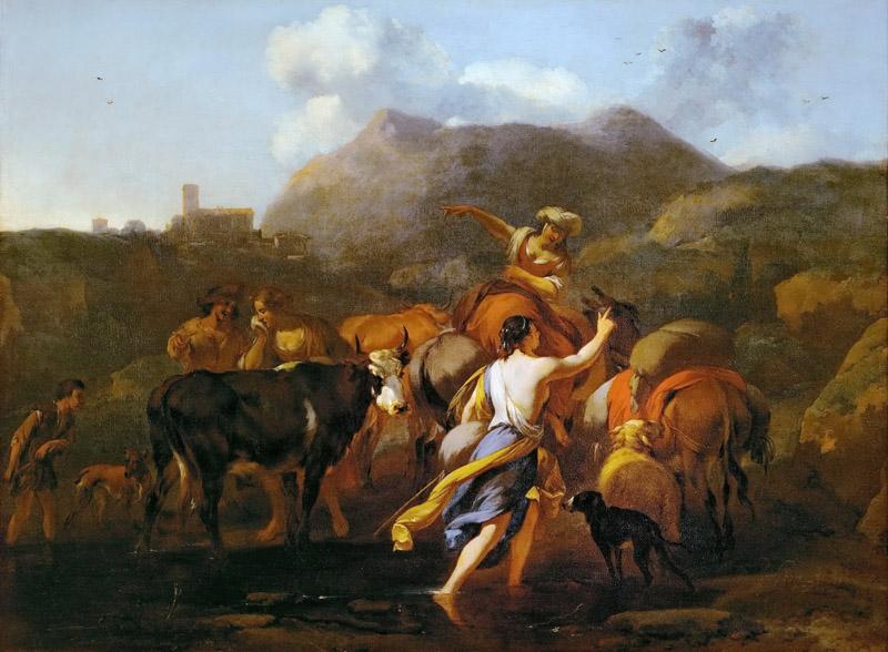 Nicolaes Berchem the Elder (1620-1683) -- Cowherds and Herd