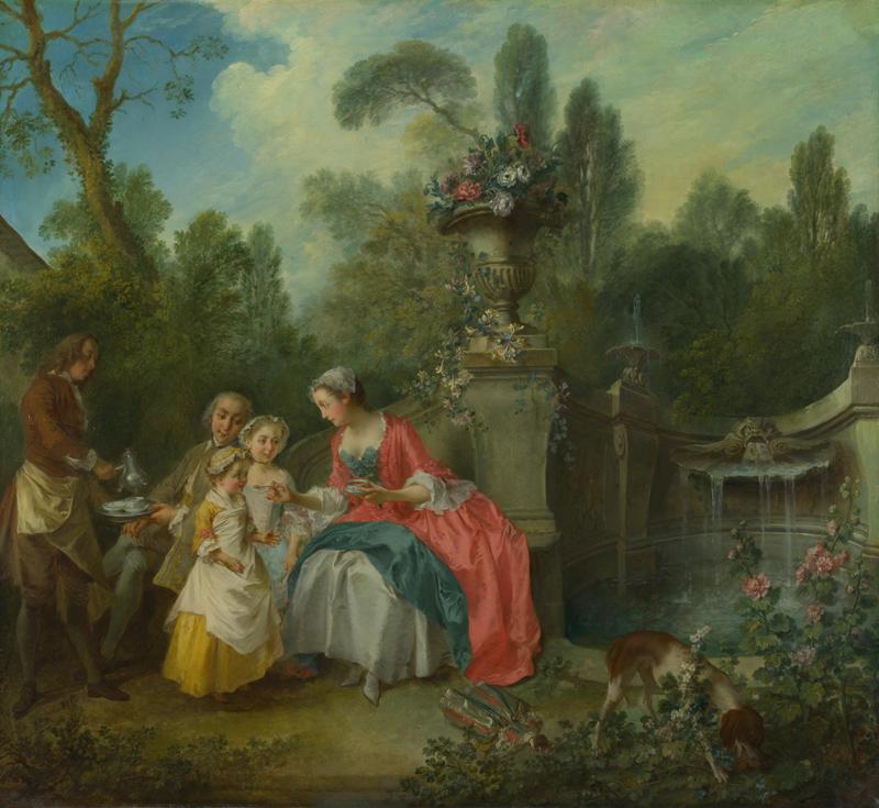 Nicolas Lancret - A Lady in a Garden taking Coffee with some Children