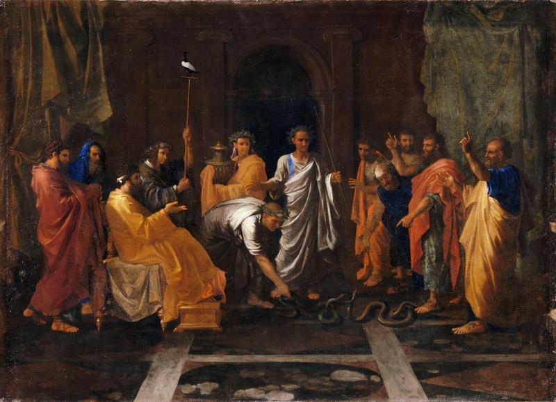 Nicolas Poussin -- Moses changing Aaron rod into a serpent
