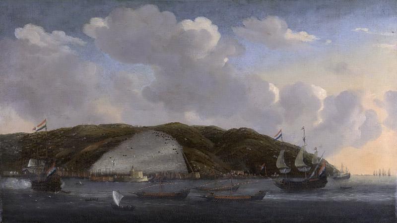 Nooms, Reinier -- Gezicht op Algiers met de Ruyters schip De Liefde, 1662