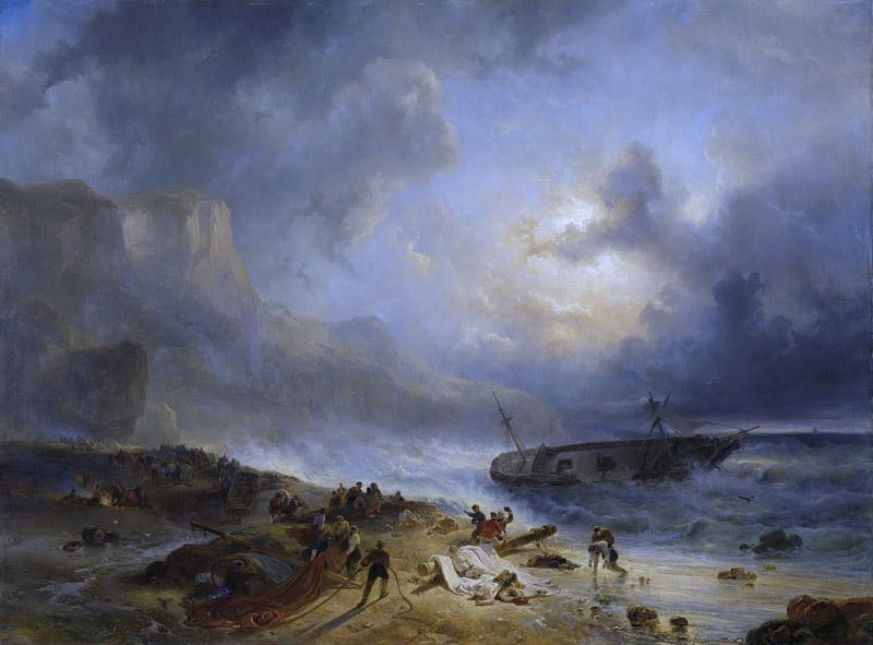 Nuijen, Wijnand -- Schipbreuk op een rotsachtige kust, 1837