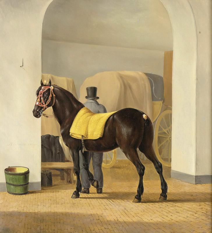 Oberman, Anthony -- De harddraver De Rot van Adriaan van der Hoop bij het koetshuis, 1828
