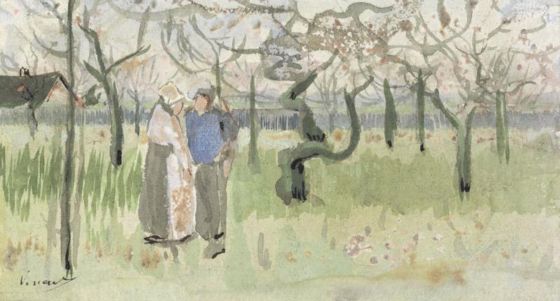 Orchard in Blossom with Two Figures