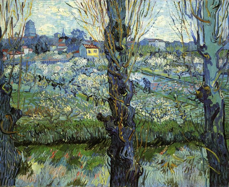 Orchard in Bloom with Poplars 1889 van Gogh