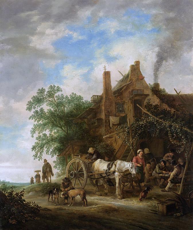 Ostade, Isaac van -- Boerenherberg met paard en wagen, 1640-1649