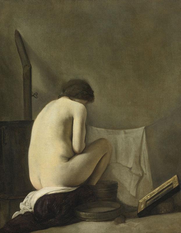 PAULUS BOR-SEATED NUDE BATHING BY A STOVE