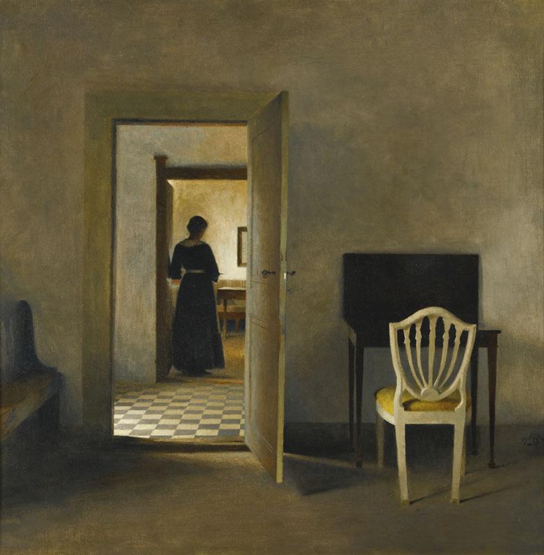 PEDER ILSTED-INTERIOR WITH WHITE CHAIR