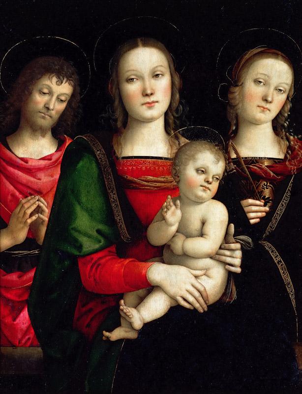 PERUGINO, Pietro -- Virgin and Child between Sts John the Baptist and Catherine