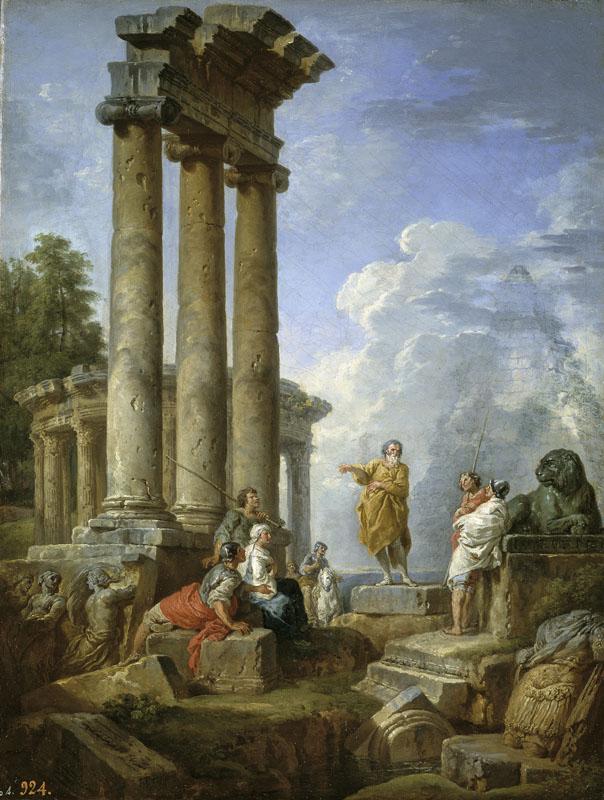 Panini, Giovanni Paolo-Ruinas con San Pablo predicando-63 cm x 48 cm