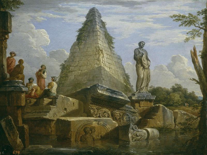 Panini, Giovanni Paolo-Ruinas con la Piramide de Cayo Cestio-48 cm x 64 cm