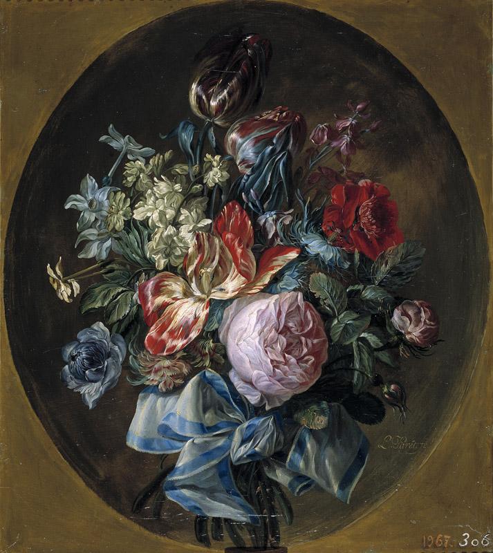 Paret y Alcazar, Luis-Ramillete de flores-40,4 cm x 35,5 cm