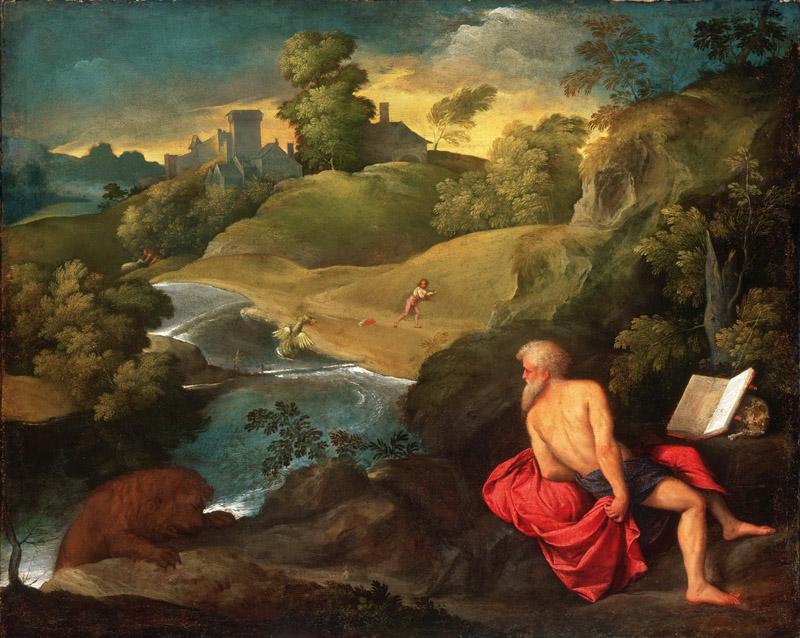 Paris Bordone (Paris Pasqualino), Italian (active Venice), 1500-1571 -- Saint Jerome in the Wilderness