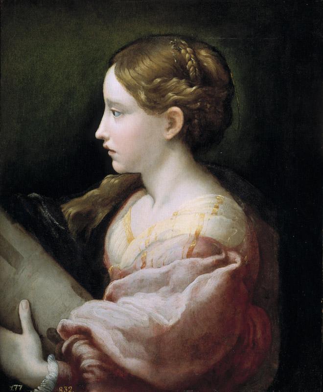Parmigianino. Girolamo Francesco Maria Mazzola-Santa Barbara-48 cm x 39 cm