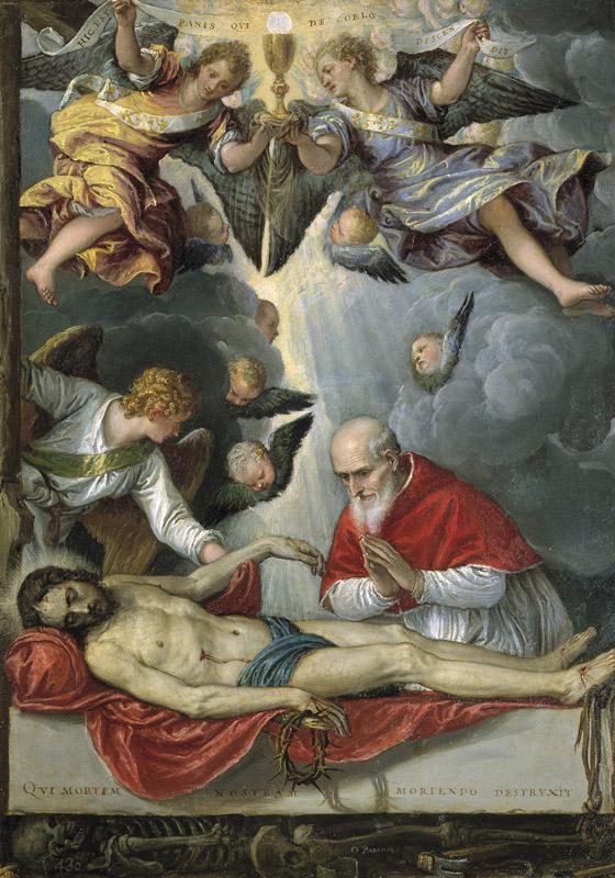 Parrasio, Michele-Cristo yacente, adorado por el papa San Pio V-42 cm x 30 cm