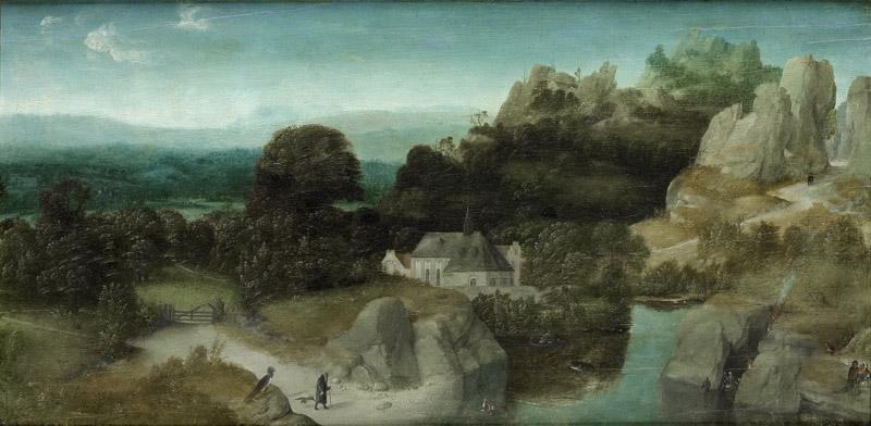 Patinir, Joachim -- Landschap met de verzoeking van de heilige Antonius de Heremiet, 1510-1520