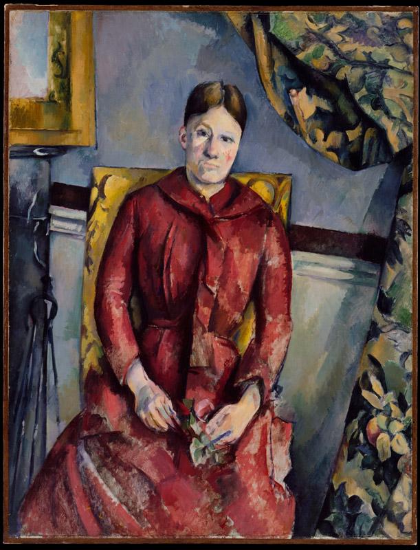 Paul Cezanne--Madame Cezanne (Hortense Fiquet, 1850-1922) in a Red Dress