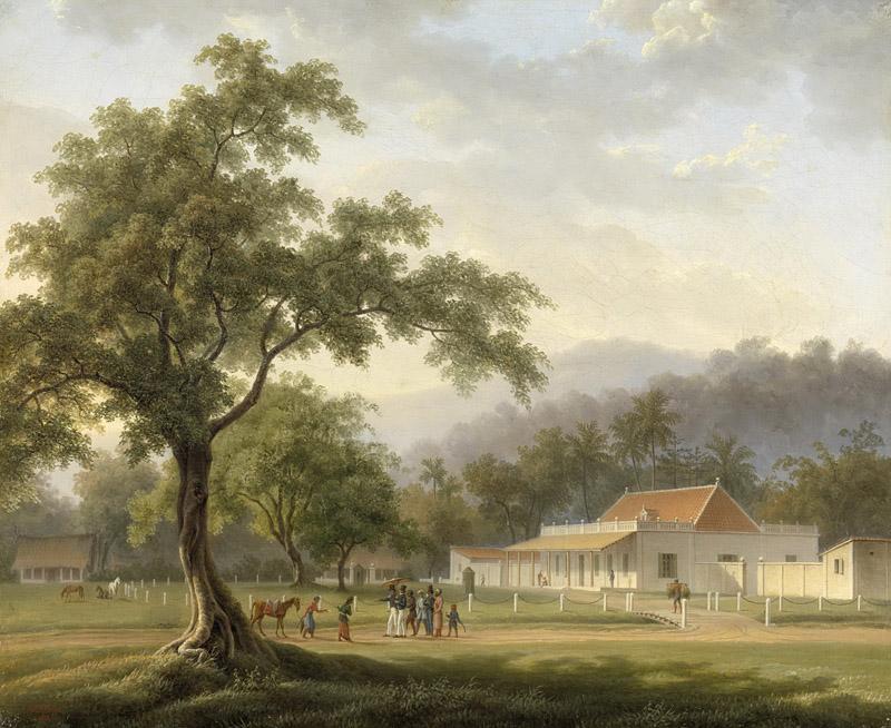 Payen, Auguste Antoine Joseph -- Gezicht op het huis van de assistent-resident te Banjoewangi (Oost-Java), 1828
