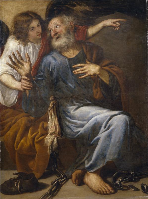 Pereda y Salgado, Antonio de-San Pedro liberado por un angel-145 cm x 110 cm