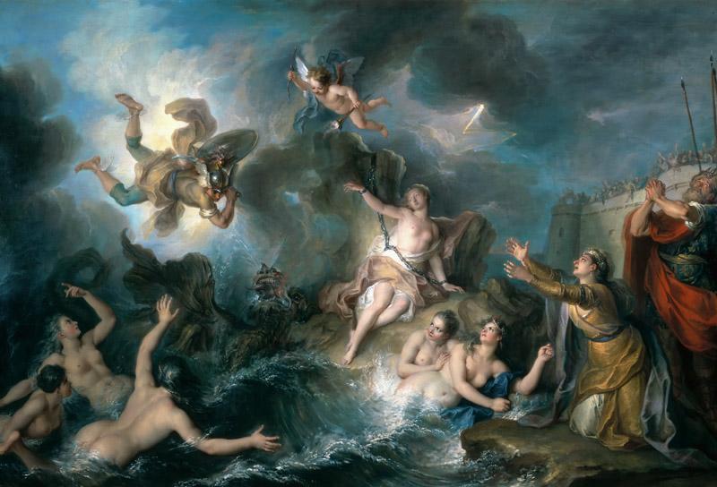 Perseus Rescuing Andromeda (oil on canvas)Title-- Coypel, Charles Antoine